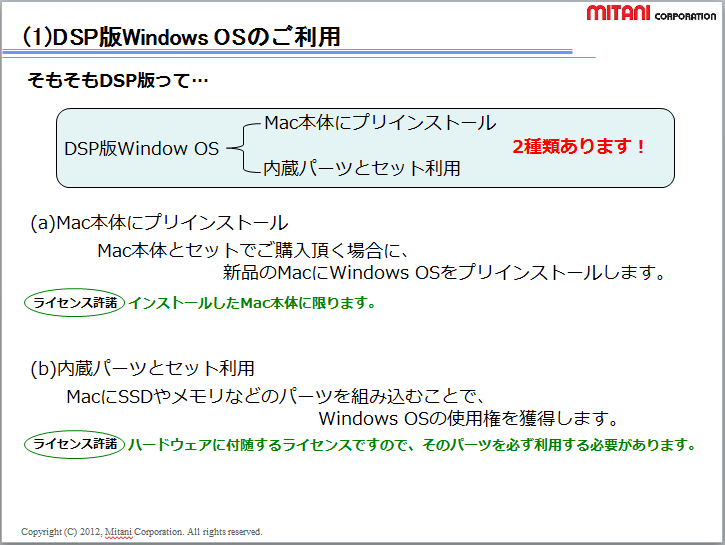 資料例：DSP版WindowsOSのご利用
